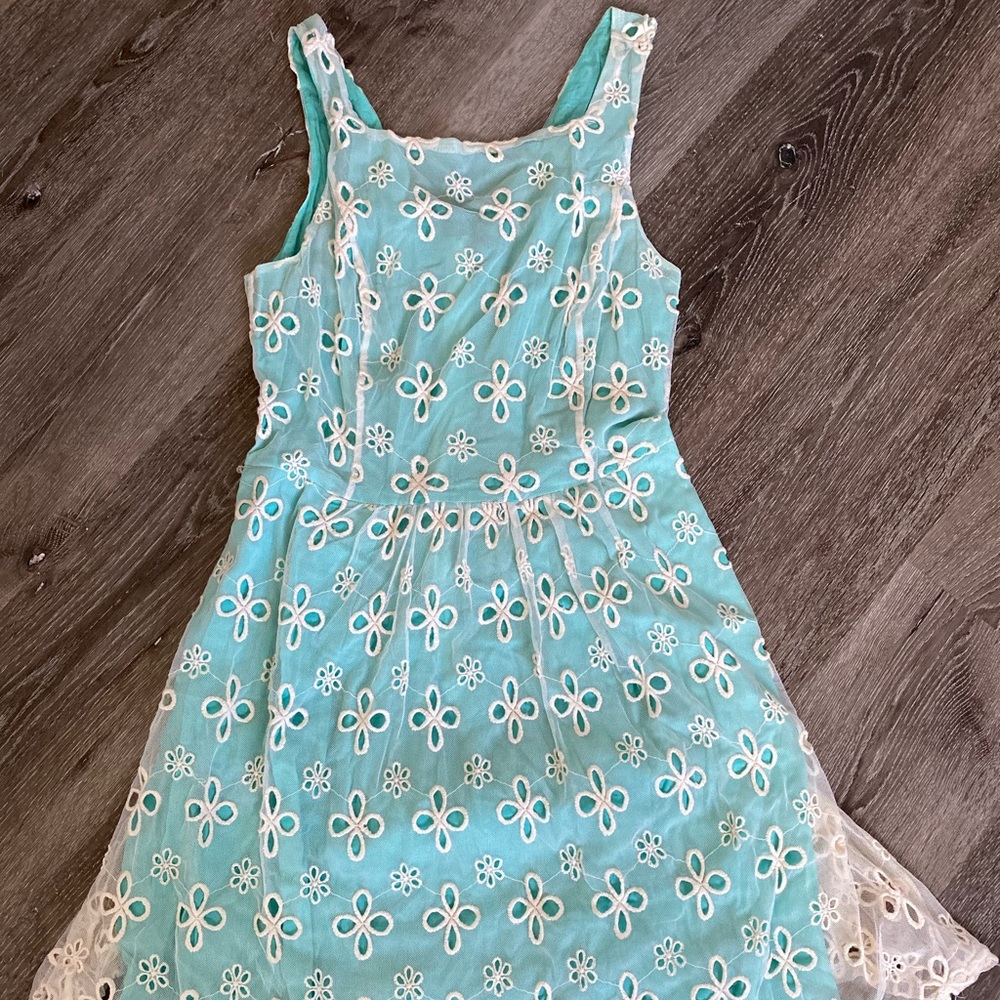 Floral Lace Dress in Aqua